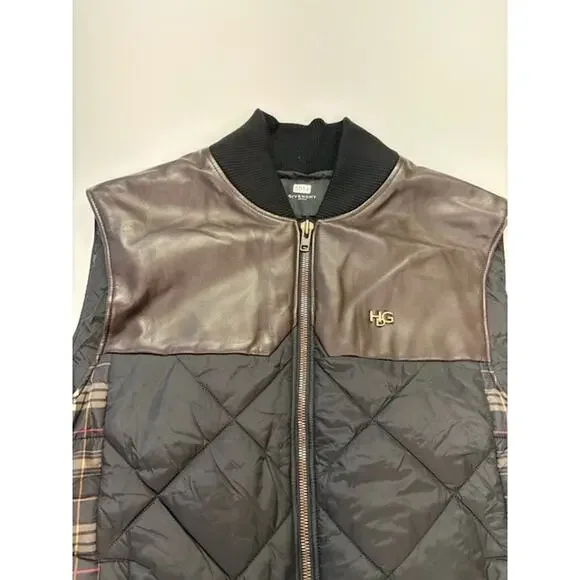 Givenchy Plaid Down Quilted Vest Full-Zip Pockets Black/Multicolor Mens Size 52 - Picture 4 of 16